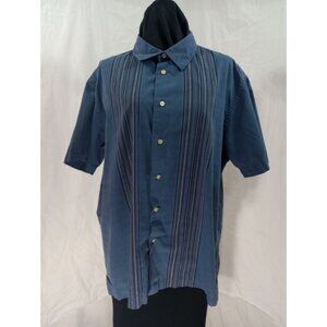 Vintage Van Heusen Blue Pinstripe Short Sleeve Button Up Shirt Retro Dad Vibes
